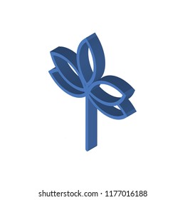 Sprig with five leaves isometric left top view 3D icon