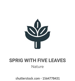 Sprig with five leaves vector icon on white background. Flat vector sprig with five leaves icon symbol sign from modern nature collection for mobile concept and web apps design.