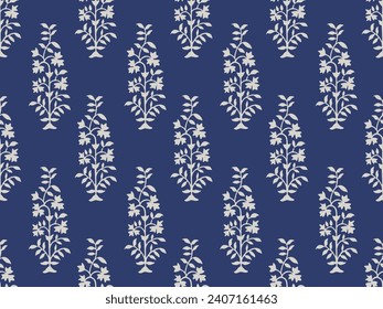 SPRIG FLORAL AJRAKH PATTERN AND BLOCK PRINT PATTERN BATIK PRINT BACKGROUND DIGITAL PRINTING TEXTILE PATTERN