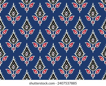 SPRIG FLORAL AJRAKH PATTERN AND BLOCK PRINT PATTERN BATIK PRINT BACKGROUND DIGITAL PRINTING TEXTILE PATTERN