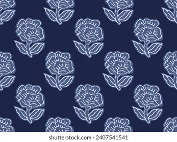 SPRIG FLORAL AJRAKH PATTERN AND BLOCK PRINT PATTERN BATIK PRINT BACKGROUND DIGITAL PRINTING TEXTILE PATTERN
