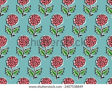 SPRIG FLORAL AJRAKH PATTERN AND BLOCK PRINT PATTERN BATIK PRINT BACKGROUND DIGITAL PRINTING TEXTILE PATTERN

