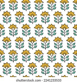 SPRIG FLORAL WITH BLOCK PRINT DETAIL SEAMLESS PATTERN IN EDITABLE VECTOR FILE