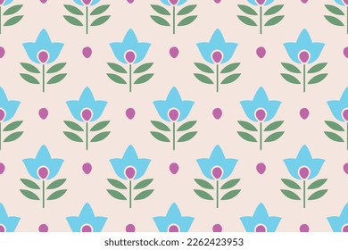 SPRIG FLORAL WITH BLOCKS PRINT DETAIL SEAMLESS PATTERN