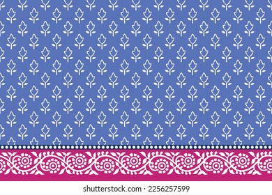 SPRIG FLORAL WITH BORDER PATTERN IN BLOCK PRINT DETAIL SEAMLESS PATTERN EDITABLE FILE