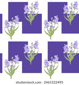 A sprig of lavender. Purple flower. Seamless pattern. 