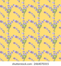 A sprig of lavender. Purple flower. Seamless pattern. 