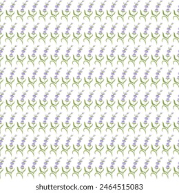 A sprig of lavender. Purple flower. Seamless pattern. 
