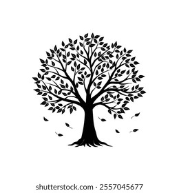 sprig season tree silhouette vector illustration