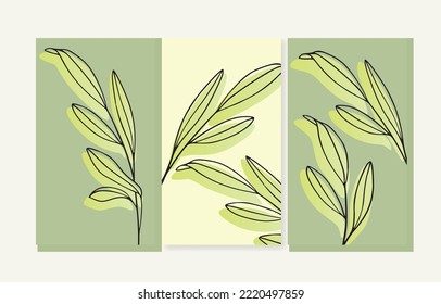 Sprig set background. Leaves outline floral silhoette design. Vector Eucalyptus leaves. 