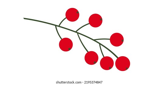 Un brote de lingonberry salvaje. Ilustración vectorial.
