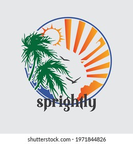 Sprightly, summer, sunset t shirt design eps