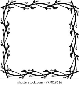 Sprigs Drawn Black Ink Line On Stock Vector (Royalty Free) 797019652