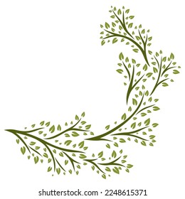 Sprigs con elementos de diseño de hojas verdes. Plantas decorativas.