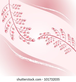 sprigs of pink flowers on a pink background