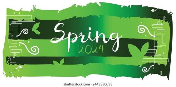 Spring 2024, title and green illustration for cartel and event. Banner, cover