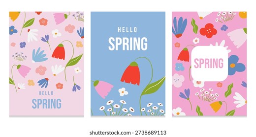Spring 2026. Drawing of spring flower. Postcard with bright flowers . Spring Festival. the first delicate flowers of spring. Square background with colorful flower.