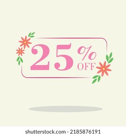 Spring 25 percent discount square label Sale Orange spring Tag Offer price tag symbol vector sticker