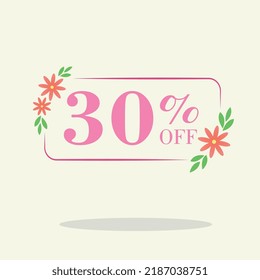 Spring 30 percent discount square label Sale Orange spring Tag Offer price tag symbol vector sticker