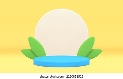 Arena de galardón vacía de la estadio del cilindro de podio 3d de primavera para la presentación del producto ilustración vectorial realista. Plataforma minimalista de la fundación publicitaria de la ceremonia de triunfo de la pared de peatones de primera ronda