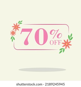 Primavera 70 por ciento descuento etiqueta cuadrada Venta Naranja primavera Etiqueta de precio de la oferta etiqueta vectorial pegatina