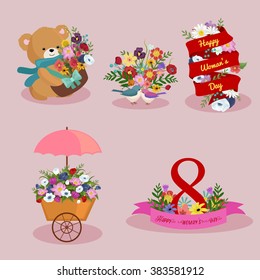 Spring and 8 March vector decoration set elements for your labels,
posters, stickers and other design needs.