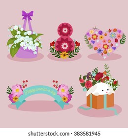 Spring and 8 March vector decoration set elements for your labels,
posters, stickers and other design needs.
