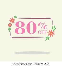 Spring 80 percent discount square label Sale Orange spring Tag Offer price tag symbol vector sticker