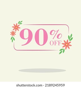 Primavera 90 por ciento descuento etiqueta cuadrada Venta Naranja primavera Etiqueta de precio de la oferta etiqueta vectorial pegatina