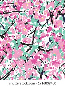 Frühling Abstrakte Kunst Kirschblossom Freehand Farbzyklus Hintergrund