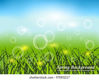 Spring abstract background with grass-vector