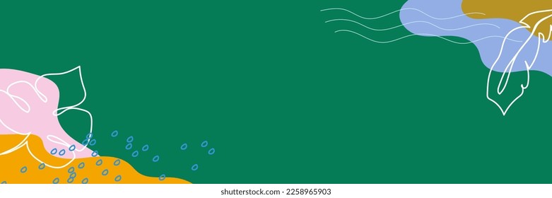 Spring abstract background with trendy geometric shapes and leaves. Minimal springtime card design with natural pattern. Vector illustration for wallpaper, banner, backdrop template