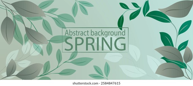 Spring abstract banner featuring delicate leaves and soft pastel green colors for seasonal decoration