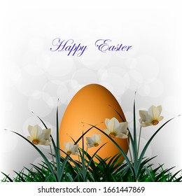 
Spring abstract daffodils vector background. Easter egg in flowers