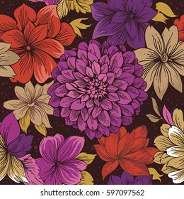 Spring abstract elegance seamless floral pattern. Beautiful vintage vector illustration texture. Romantic design for textile