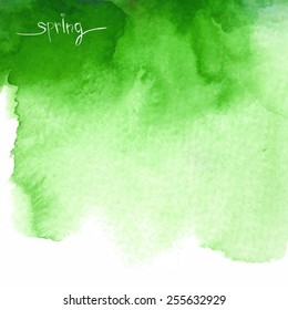 spring/ abstract green watercolor background with lettering/ divorce/ vector illustration