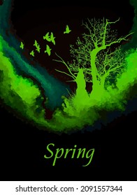 Spring abstract landscape. Vector illustration