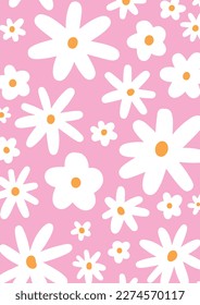 Spring abstract patterns Doodle flowers Retro flat vector illustration. Cute designs for notebook
