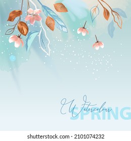 Spring abstract pictorial background with cherry blossoms. Realistic and abstract graphic images. Falling sakura bloom