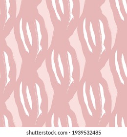 Spring abstract seamless pattern in pink pastel tones with leaves silhouettes. Botanic nature artwork. Flat vector print for textile, fabric, giftwrap, wallpapers. Endless illustration.