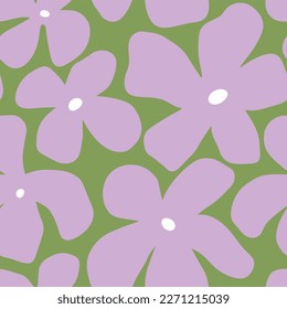 Patrones de resorte abstractos sin fisuras Flores de Doodle Ilustración vectorial plana Retro. Diseños para tejidos y tejidos