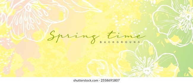 Spring abstract vector background with flowers. Art illustration for card, banner, invitation, poster, advertising