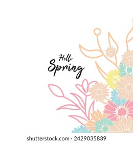 Fondos abstractos del vector de la primavera con las flores, ilustración del arte para la tarjeta, bandera, invitación, publicación de las redes sociales, cartel, publicidad.