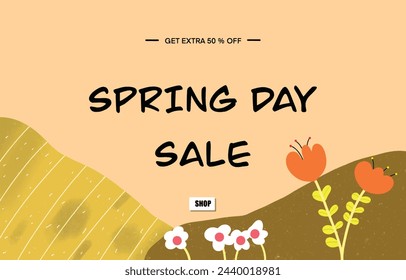 spring advertising billboard, vector illustration, banner, template, promotion, sale, tag price.