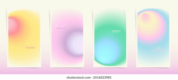 Spring Aesthetic Gradient Backgrounds Set.