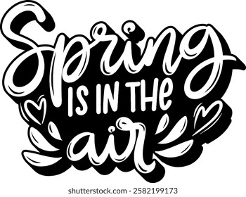 spring is in the air happy easter black vector graphic design and cut file