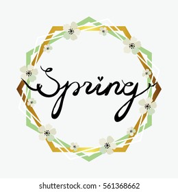 Spring is in the air. Lettering. Cute vector illustration for postcards, posters, stickers. Nature, spring.