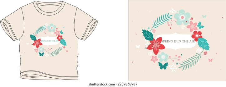 La primavera es en el aire el color de fondo del diseño de la camiseta es blanco-amarillo y el color de la camiseta es blanco-amarillo hermoso color y hermoso diseño