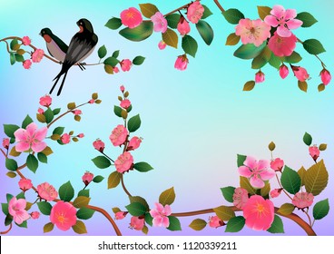 Spring. All wakes up, flowers sakura blossom .