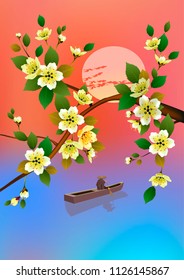 Spring. All wakes up, flowers sakura blossom .